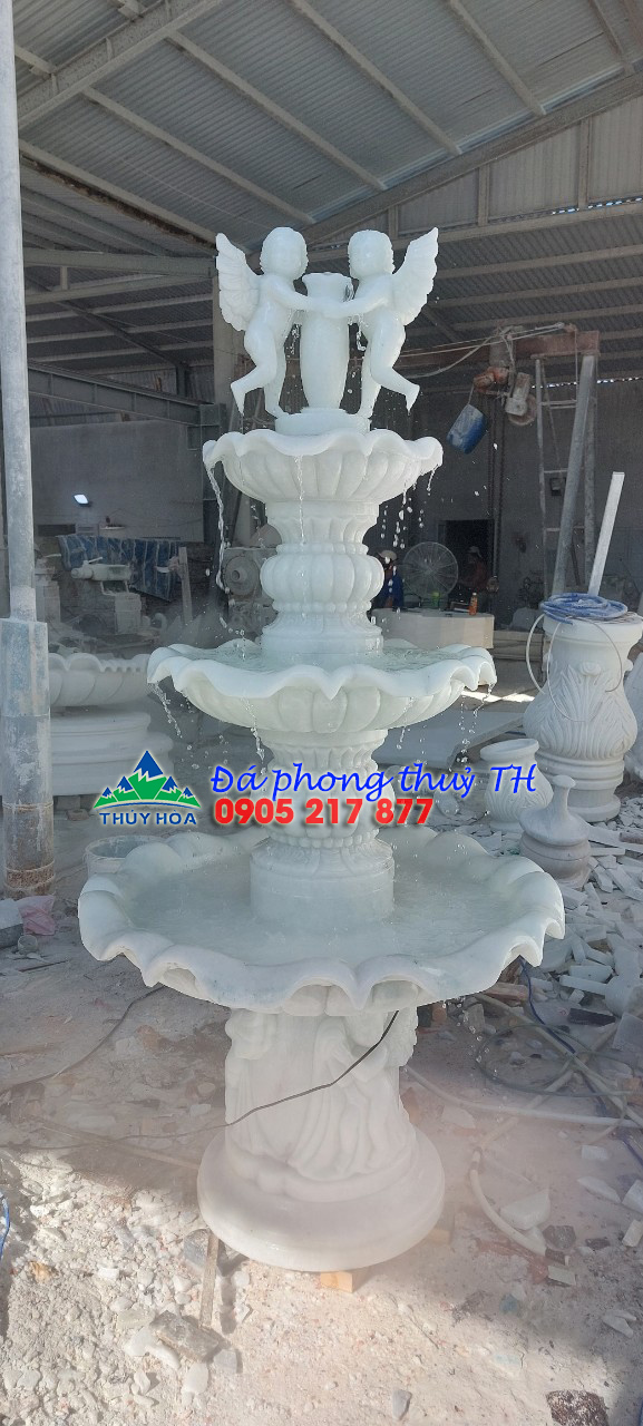 White Marble Water Fountain for garden, Outdoor, 1,8 meter High Giá 45,000,000 Đồng*Miễn phí vận chuyển