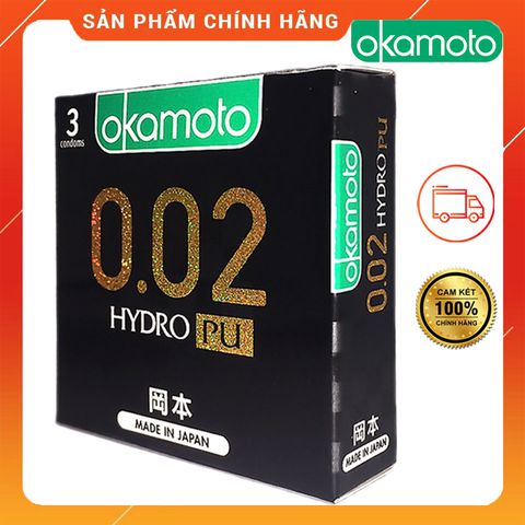[HCM]Bao Cao su Okamoto 0.02 PU Siêu mỏng Truyền Nhiệt Nhanh Hộp 3 Cái - LHS