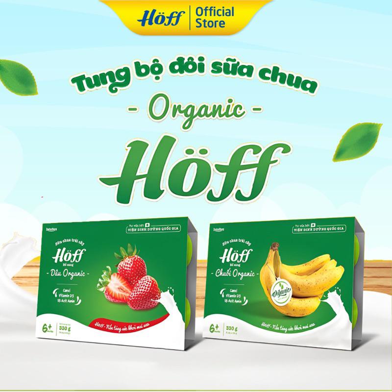 Sữa Chua trái cây Hoff Organic DÂU, CHUỐI ORGANIC cho bé Lốc (6 hộp x 55g)