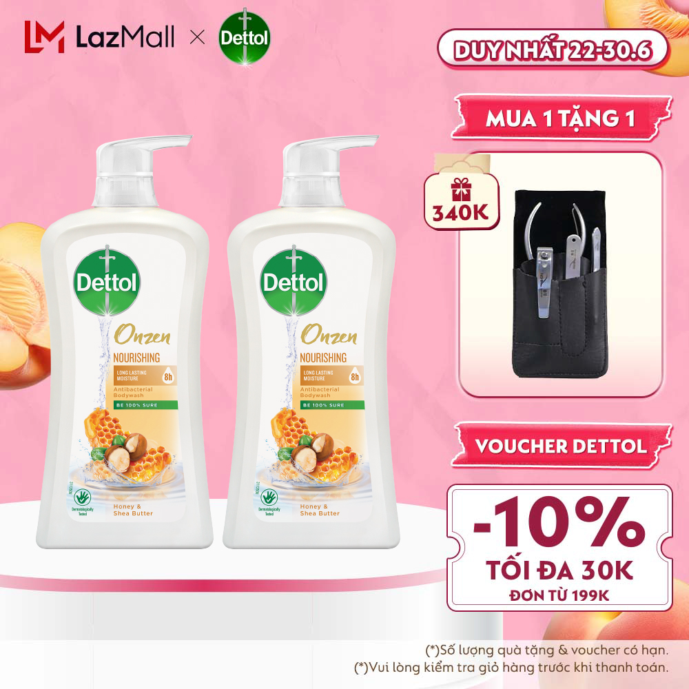 Combo 2 sữa tắm Dettol Onzen kháng khuẩn dưỡng thể 950g