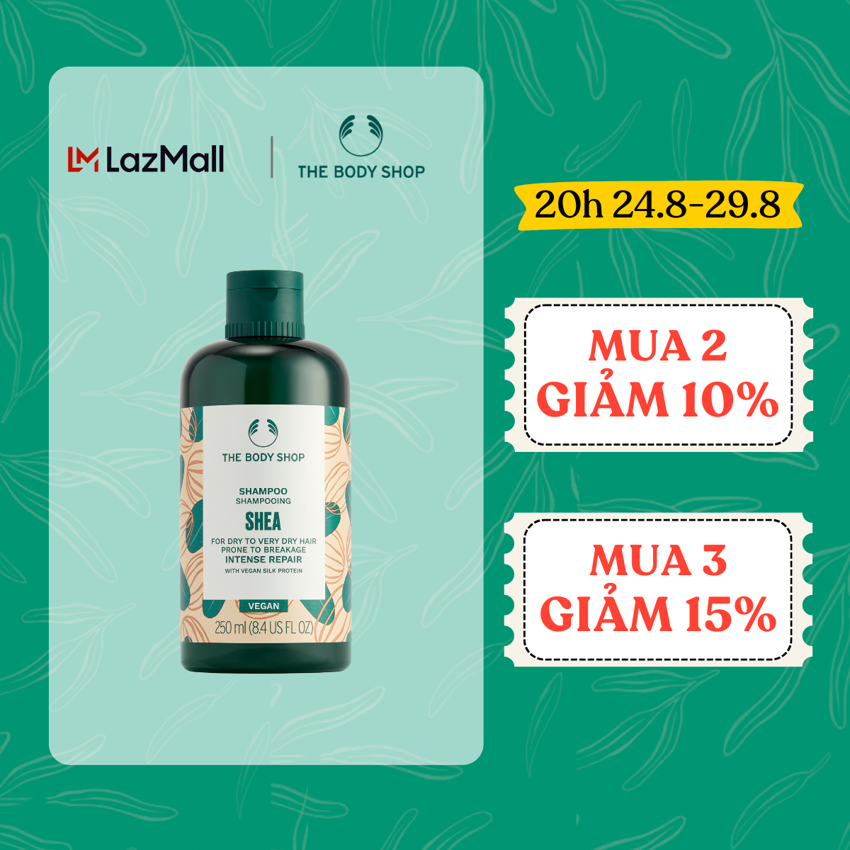 Dầu Gội Hương Bơ Hạt Mỡ SHEA BUTTER RICHLY REPLENISHING SHAMPOO The Body Shop