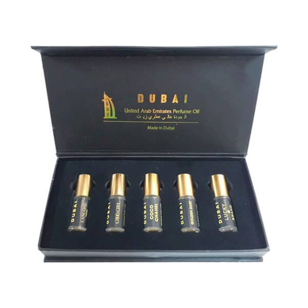 Set 5 chai tinh dầu dubai hộp vàng 5ml
