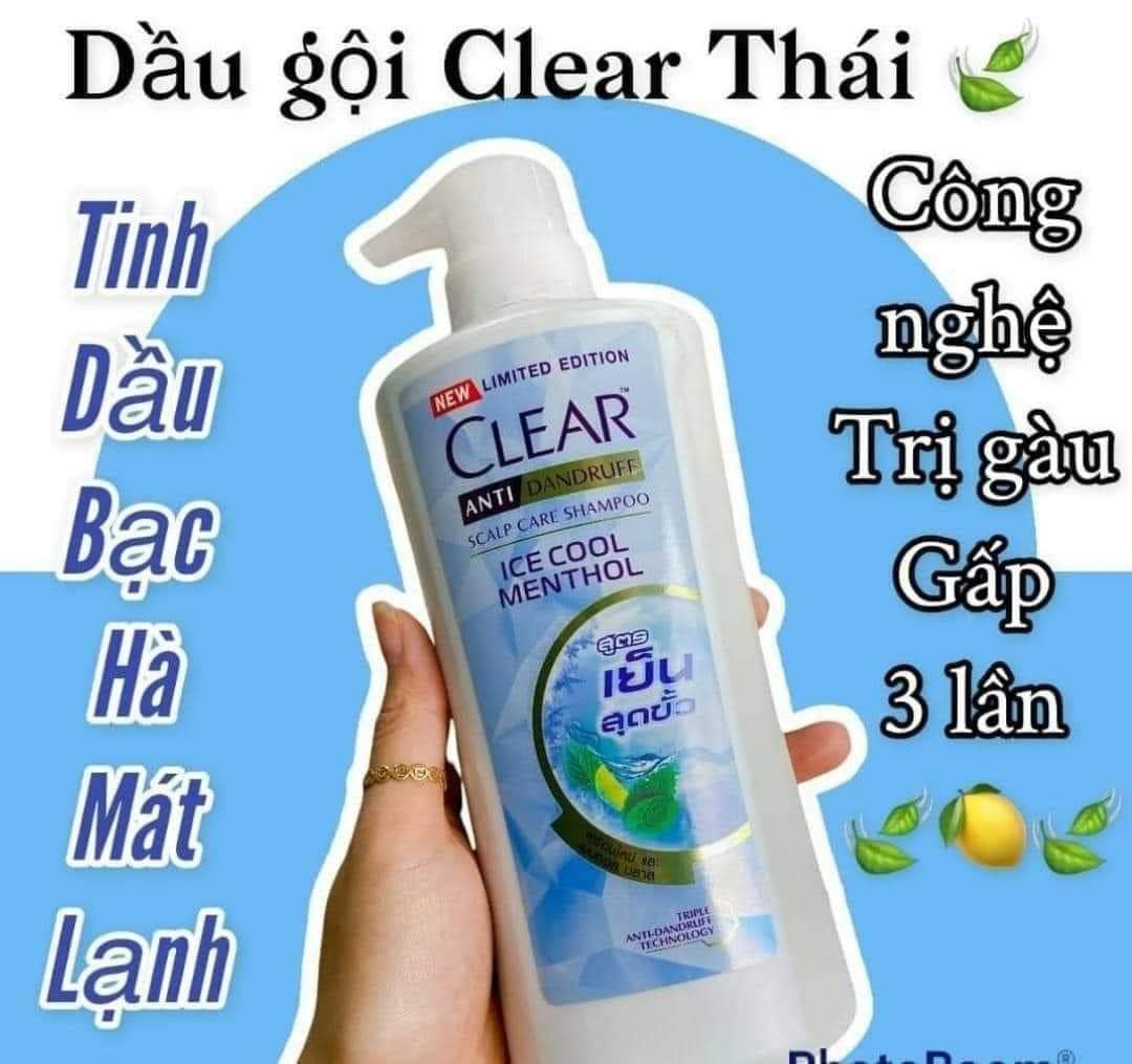 Dầu gội Clear Thái Lan 400ml bạc hà tươi mát sạch gàu - Hàng Chính Hãng