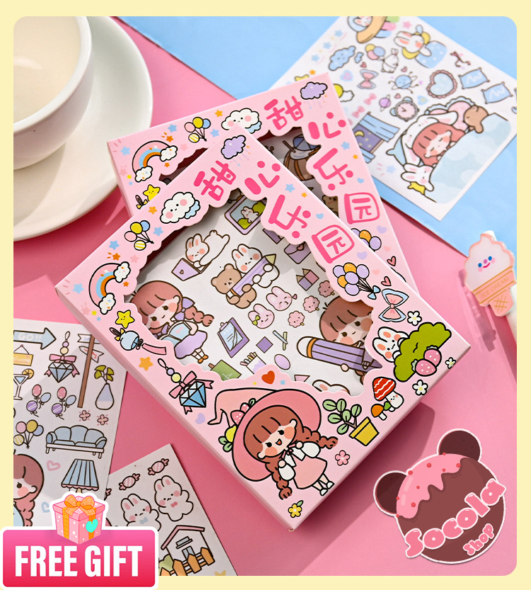 (New)Hộp 50 TỜ stickers(Hình Dán) giấy Nhật siêu dễ thương, không trùng hình, hình dán chưa cắt sẵn