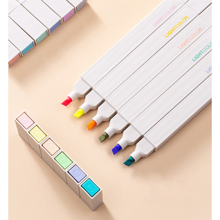 Bút Nhớ 12 Màu Sắc Light Color Ấn Tượng Cao Cấp 2 Đầu Màu