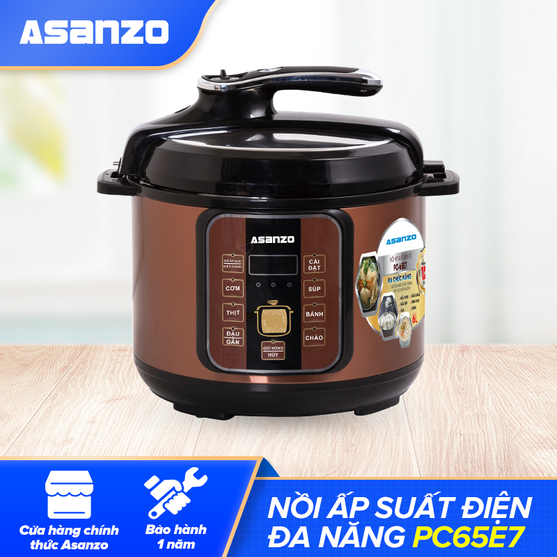 Nồi Ấp Suất Điện Đa Năng Asanzo PC65E7 - Hàng Phân Phối Chính Hãng Bảo Hành 1 Năm