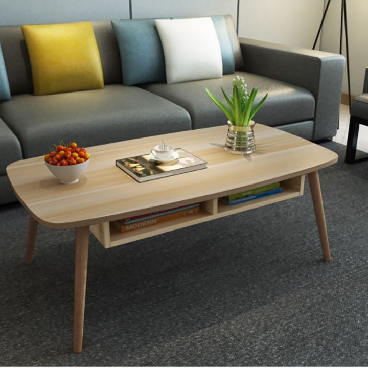 Bàn trà sofa phong cách hiện đại Bắc Âu - Bàn trà chân gỗ tự nhiên kèm ngăn kéo để đồ - Bàn trà có 2 kích thước 80x40cm và 120x60cm