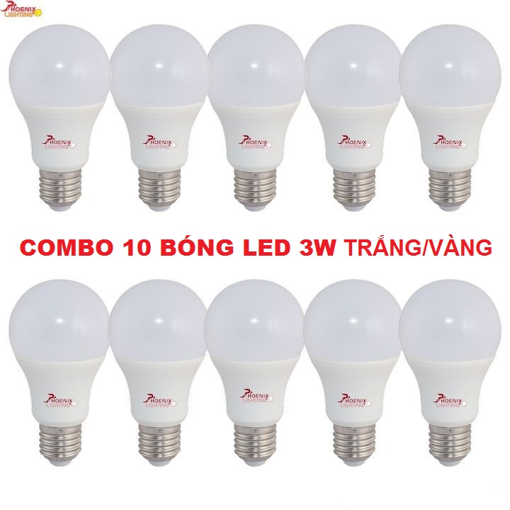 LED 3W TRẮNG/VÀNG - COMBO 10 BÓNG LED BÚP TRÒN - ĐÈN PHƯỢNG HOÀNG
