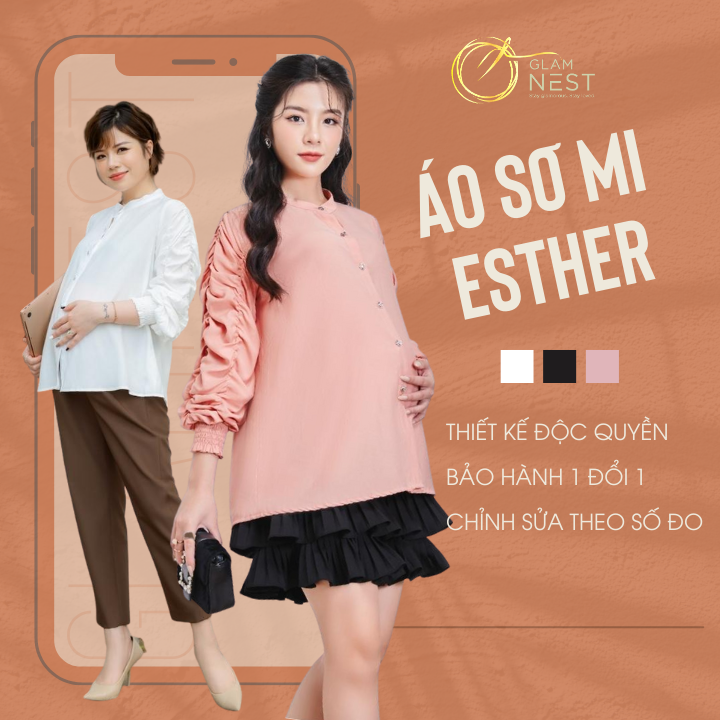 Áo sơ mi bầu bigsize mặc mùa hè hàng thiết kế glam nest as014