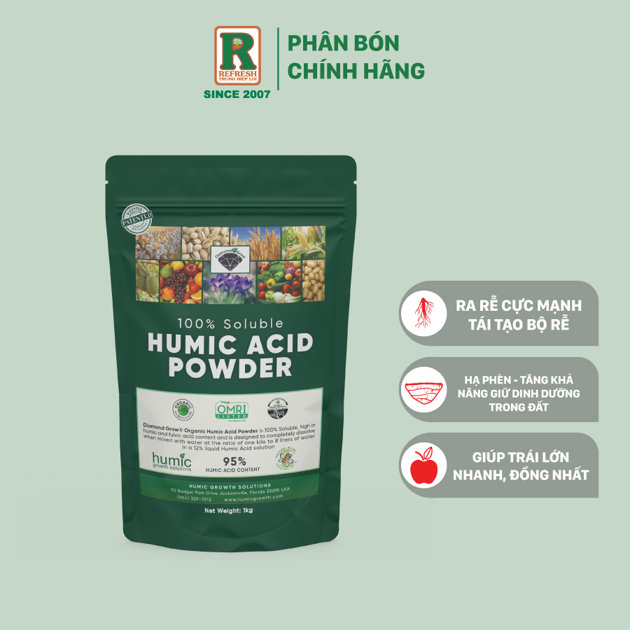 Phân bón Humic Acid Powder nhập khẩu Mỹ 1Kg (NHẬP CHÍNH HÃNG)