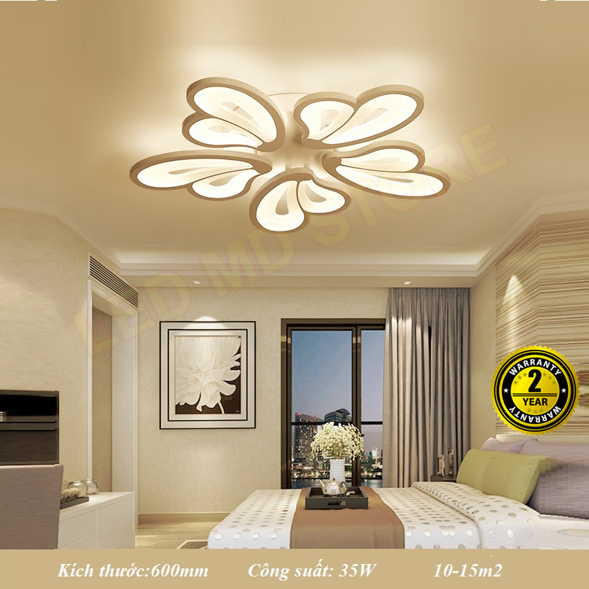 Đèn ốp trần trang trí phòng ngủ V23 ánh sáng đổi màu, lắp đặt phòng khách, phòng ngủ diện tích 10-15 m2, bảo hành 12 tháng
