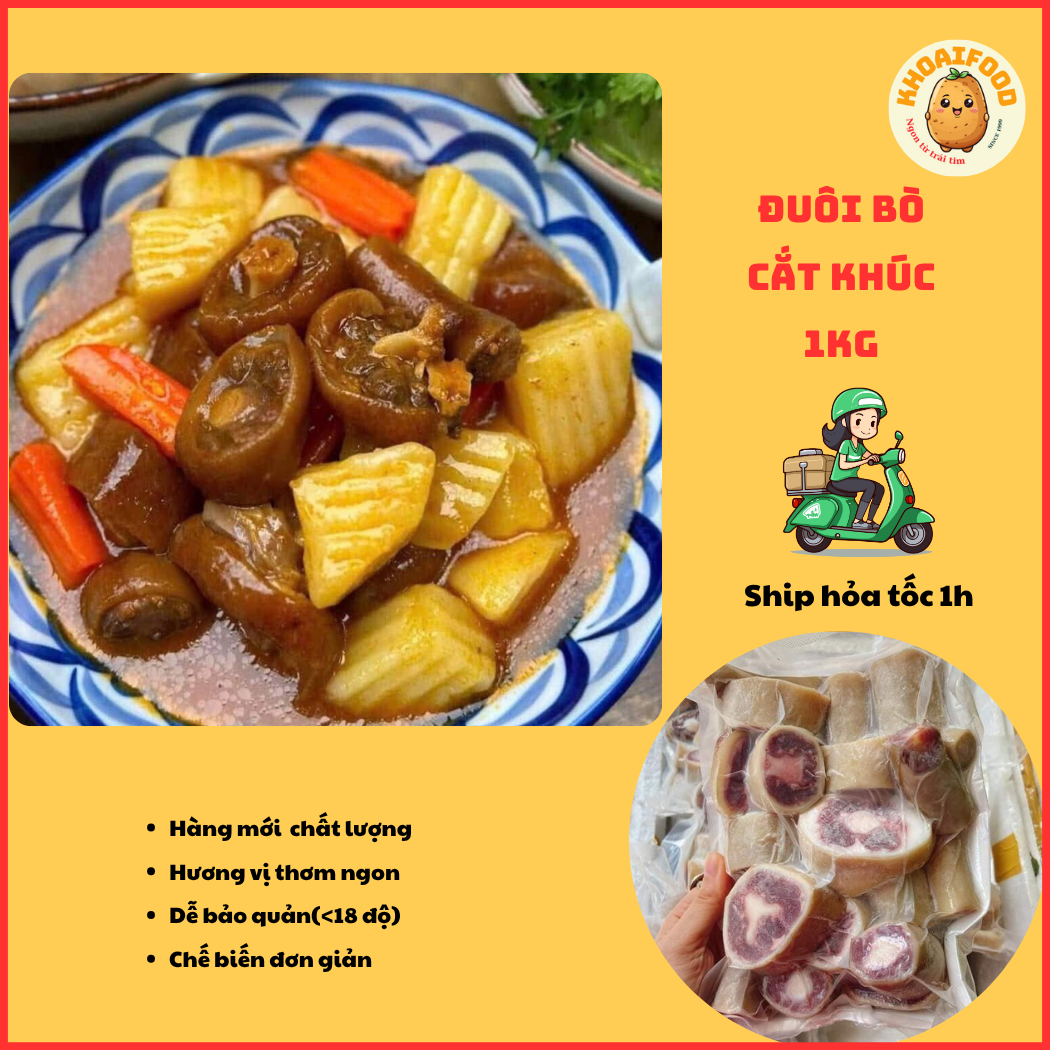 Đuôi bò cắt khúc ( khay 1 kg) tiện lợi, giàu dinh dưỡng