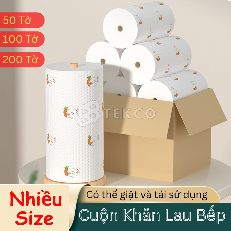 Cuộn khăn giấy vải lau đa năng, lau bếp, lau chén bát - có thể tái sử dụng - siêu thấm hút