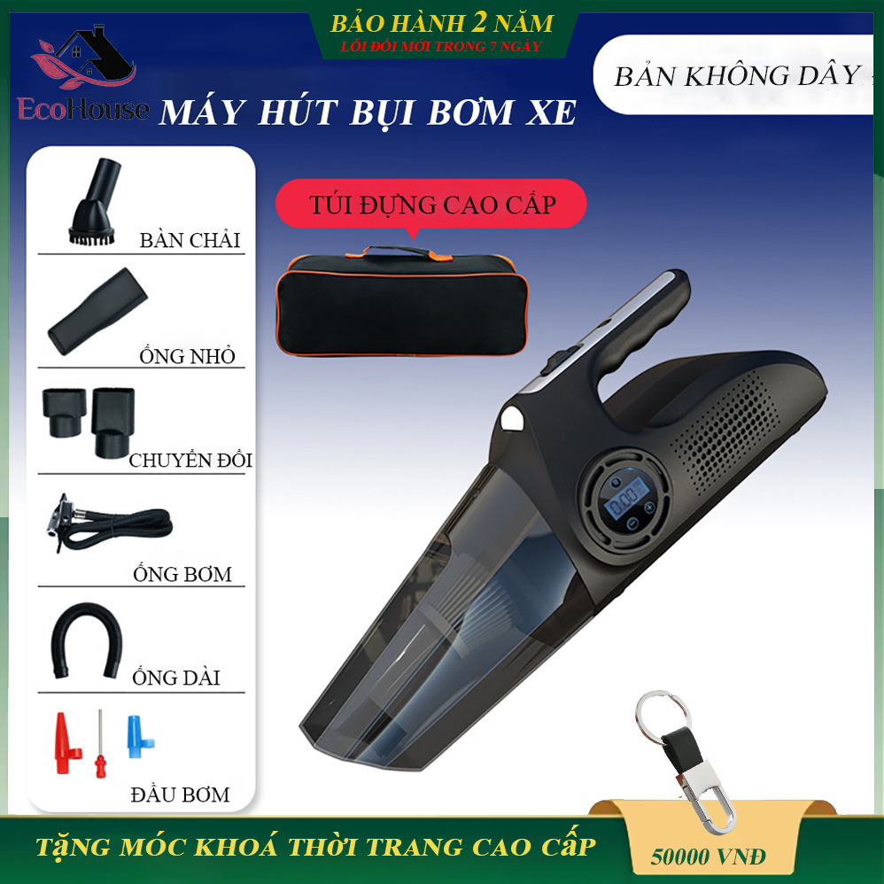 Máy hút bụi xe ô tô cầm tay, công nghệ lọc bụi hiện đại, có chức năng bơm hơi lốp, máy hút bụi gia đình đa năng, bảo hành 24 tháng, lỗi đổi mới trong 7 ngày đầu nhận hàng