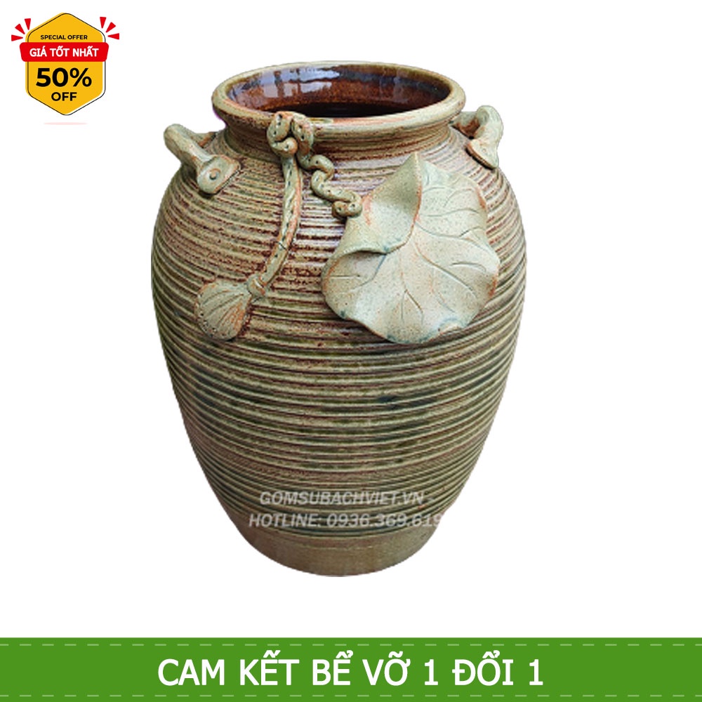 Bình hoa gốm sứ bát tràng kiểu dáng Chum sen S1
