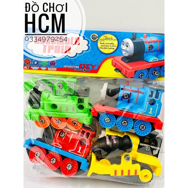 [HCM] [LOẠI LỚN - LẮP RÁP] Túi đồ chơi lắp ghép đầu tàu xe lửa Thomas gồm 4 chếc kèm tua vít dành cho bé thích khám phá mô hình xe ô tô, tăng khả năng tư duy cho bé, trò chơi DIY