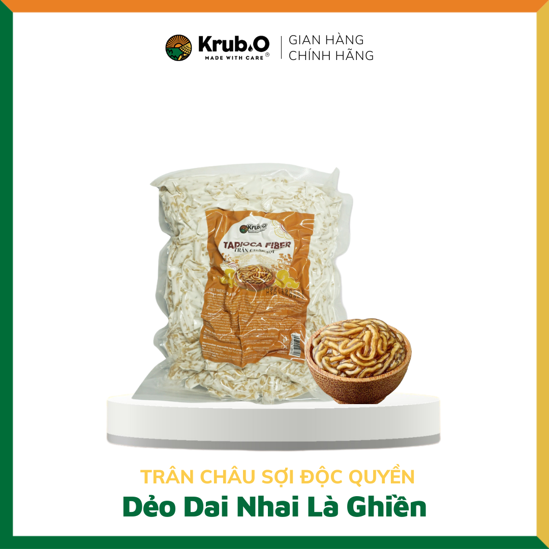 Trân Châu Sợi Độc Quyền từ Krub.O gói 800g - Topping trà sữa chuẩn vị, dẻo dai, màu vàng óng ánh bắt mắt - Nguồn nông sản thuần Việt