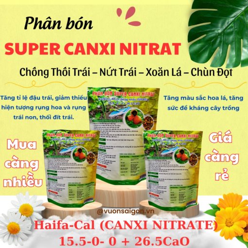 Phân bón Super Canxi Nitrat 500gr – Ca(NO3)2.4H2O (Nhập khẩu Haifa – Israel) (Vườn Sài Gòn - Vuon Sai Gon)
