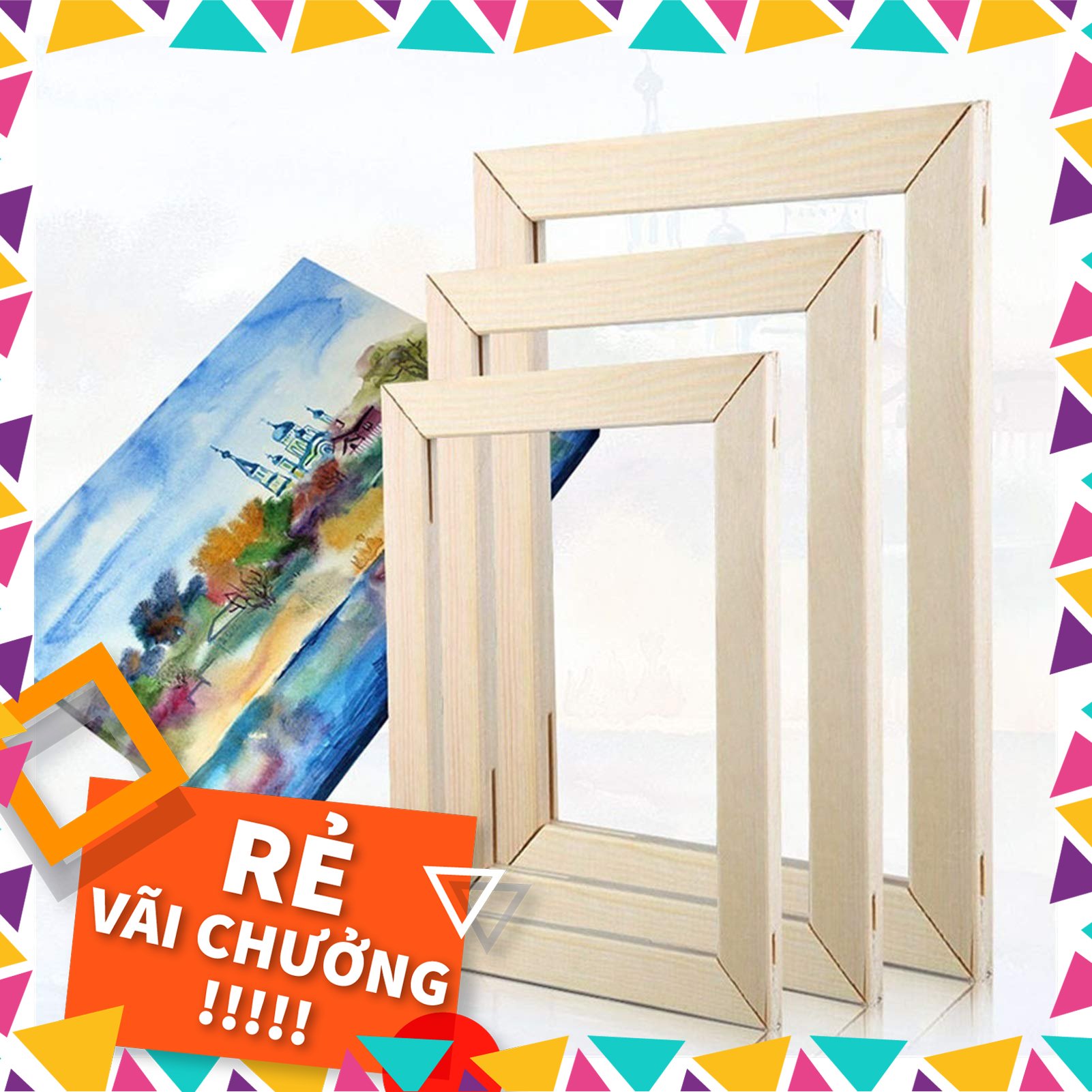 Khung căng tranh số hóa , tranh sơn dầu , tranh canvas , , tặng kèm đinh căng tranh ,20 x 20cm ~ 30 x 40 cm