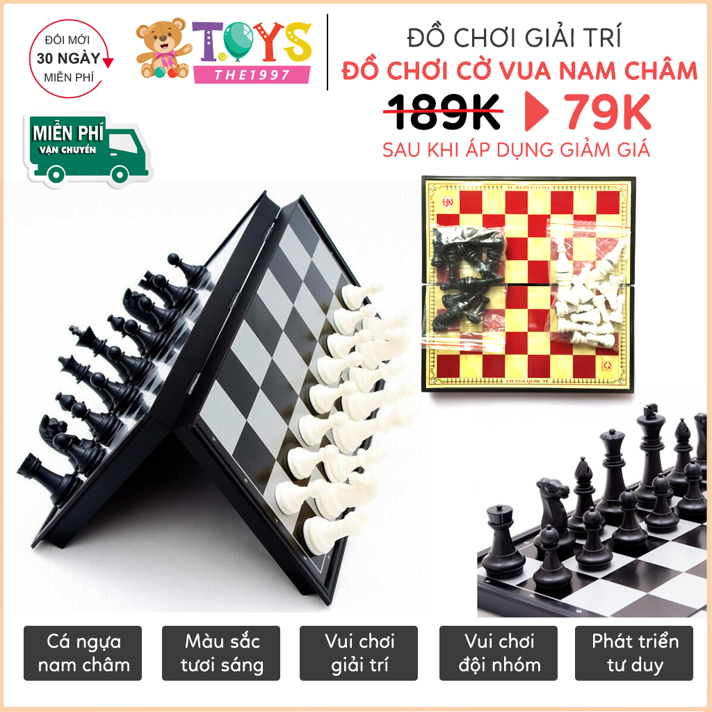 Đồ chơi bộ cờ vua nam châm siêu bền cứng cáp chất liệu nhựa ABS màu sắc an
