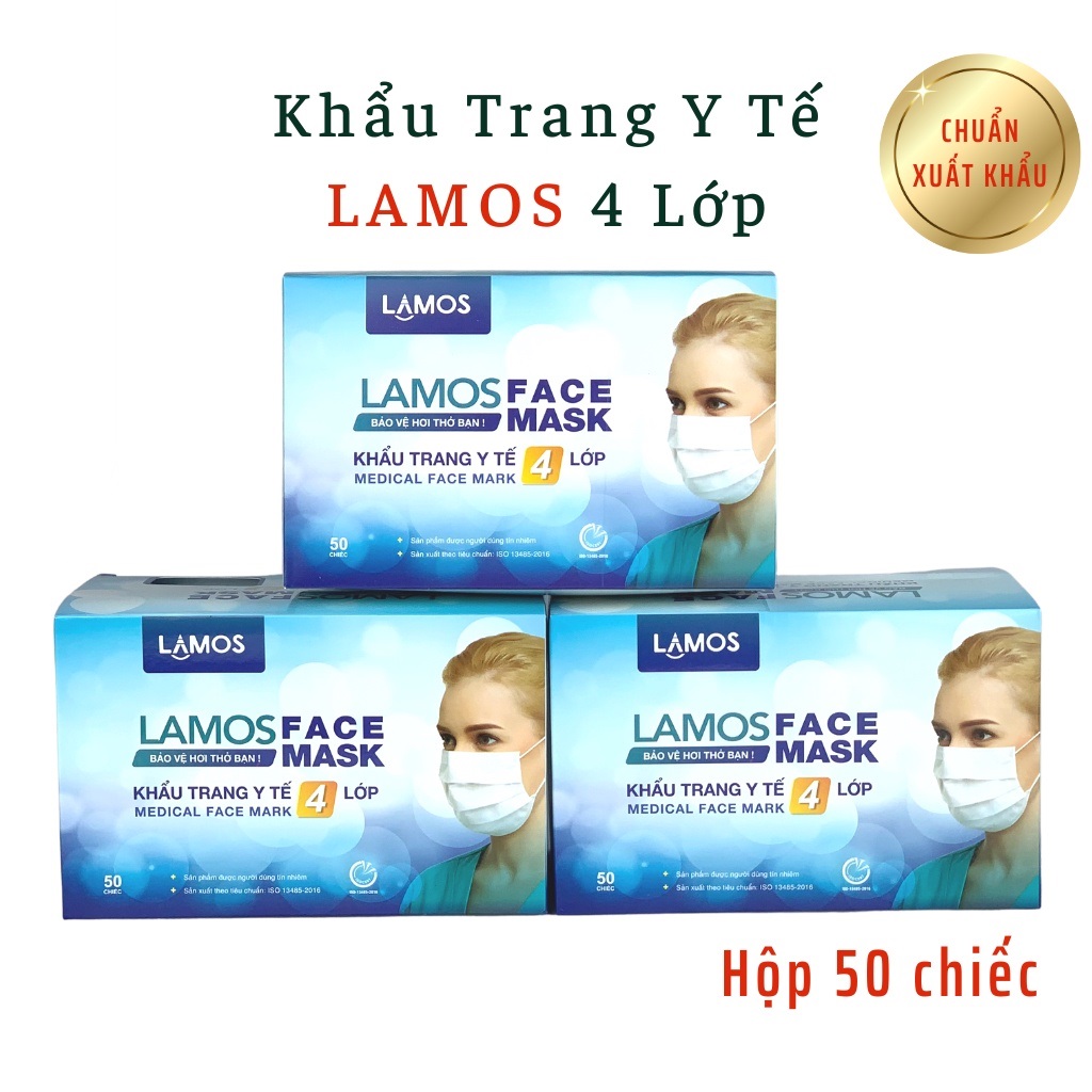 Khẩu trang y tế Lamos face mask 4 lớp tiêu chuẩn xuất khẩu khẩu trang kháng khuẩn