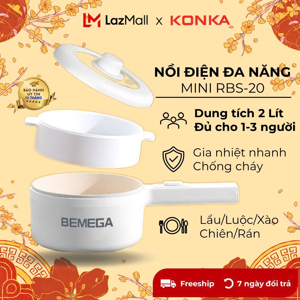 Nồi lẩu điện đa năng mini HP101 1.8L, kết hợp nồi hấp dành cho 1-2 người, lòng nồi sứ, nấu và hấp cùng lúc, BH 12 tháng.