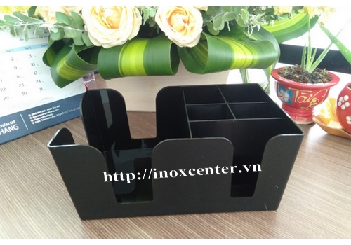 [HCM]Kệ mica nhiều ngăn đựng ống hút khăn giấy