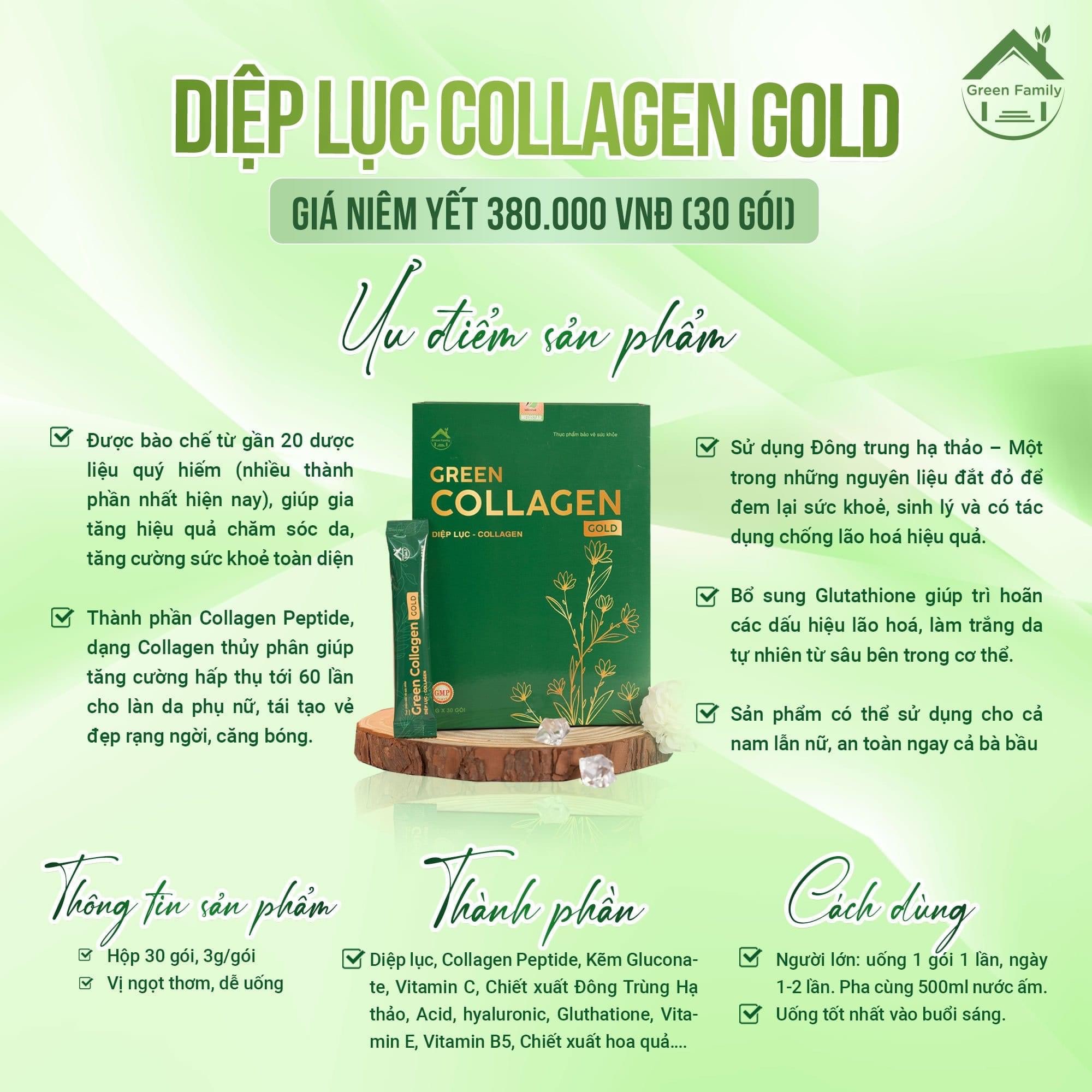 Diệp lục collagen gold green power chính hãng