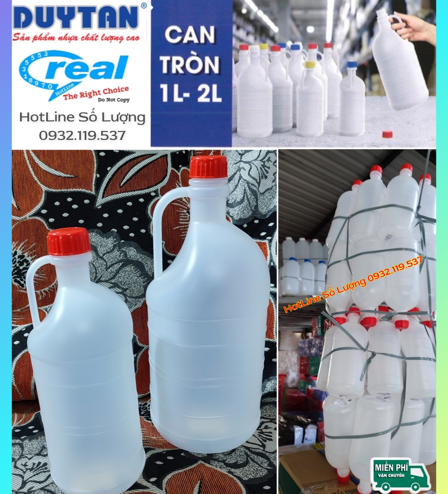 Can nhựa tròn 1 Lít / 2 Lít Tròn ,Can nhựa trắng HDPE đựng dung dịch lỏng