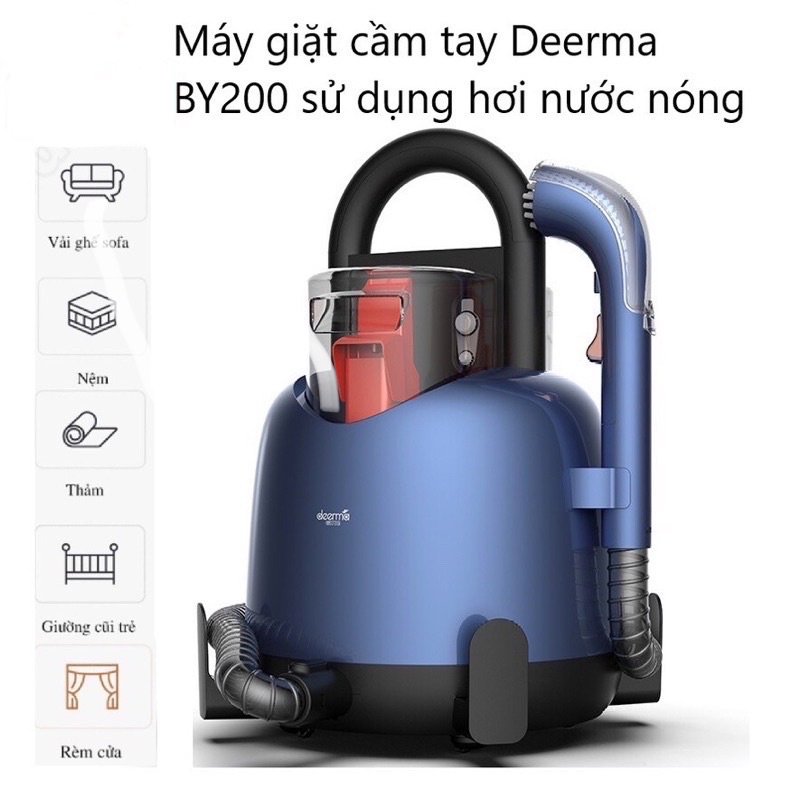 Máy làm sạch bằng hơi nước cầm tay deerma by200, máy giặt cầm tay có chế độ giặt nóng, phù hợp với hầu hết loại vải