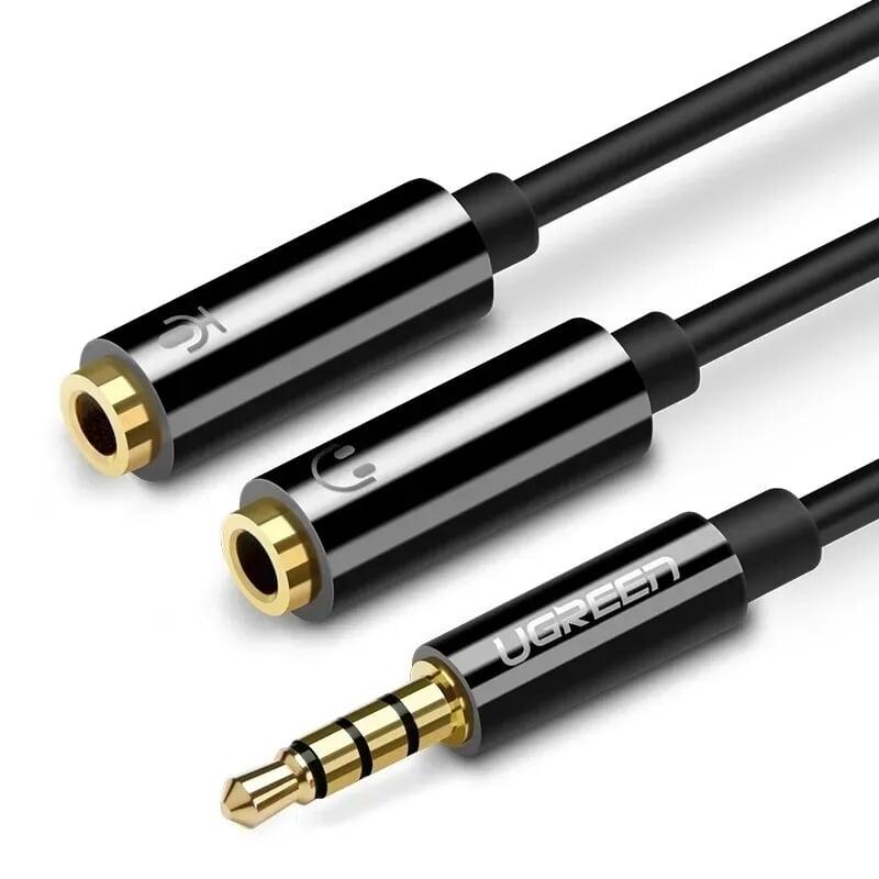 Ugreen 30620 20cm màu đen dây chuyển âm thanh 3.5mm dương sang jack mic + loa âm av141