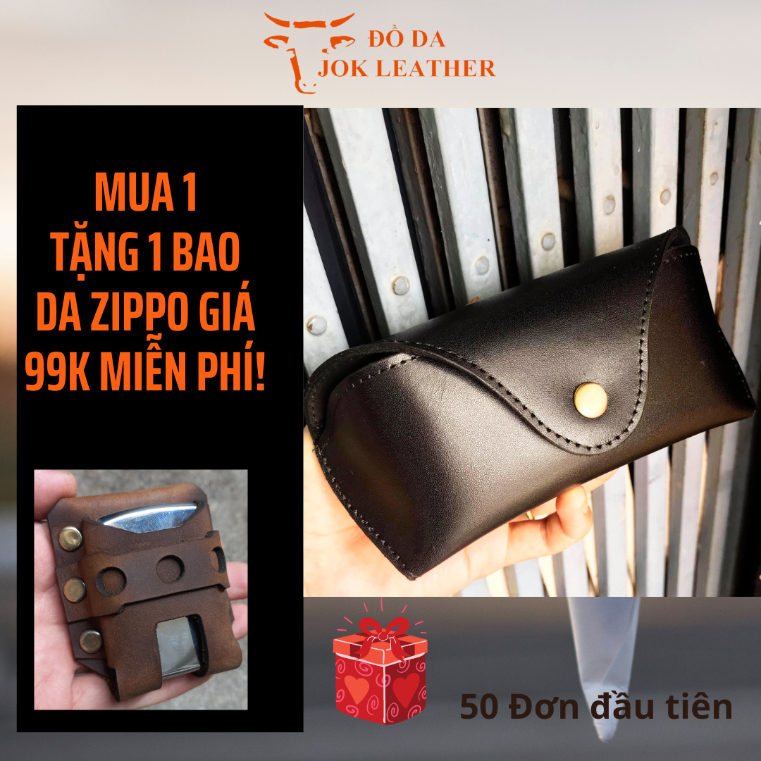 Bao da đựng mắt kính da thật đeo thắt lưng