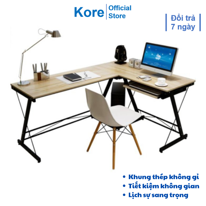 Bàn chữ L chân chéo SC - Bàn làm việc chữ L - Bàn đặt góc tường tiết kiệm diện tích, bàn sắt chắc chắn phù hợp làm việc văn phòng
