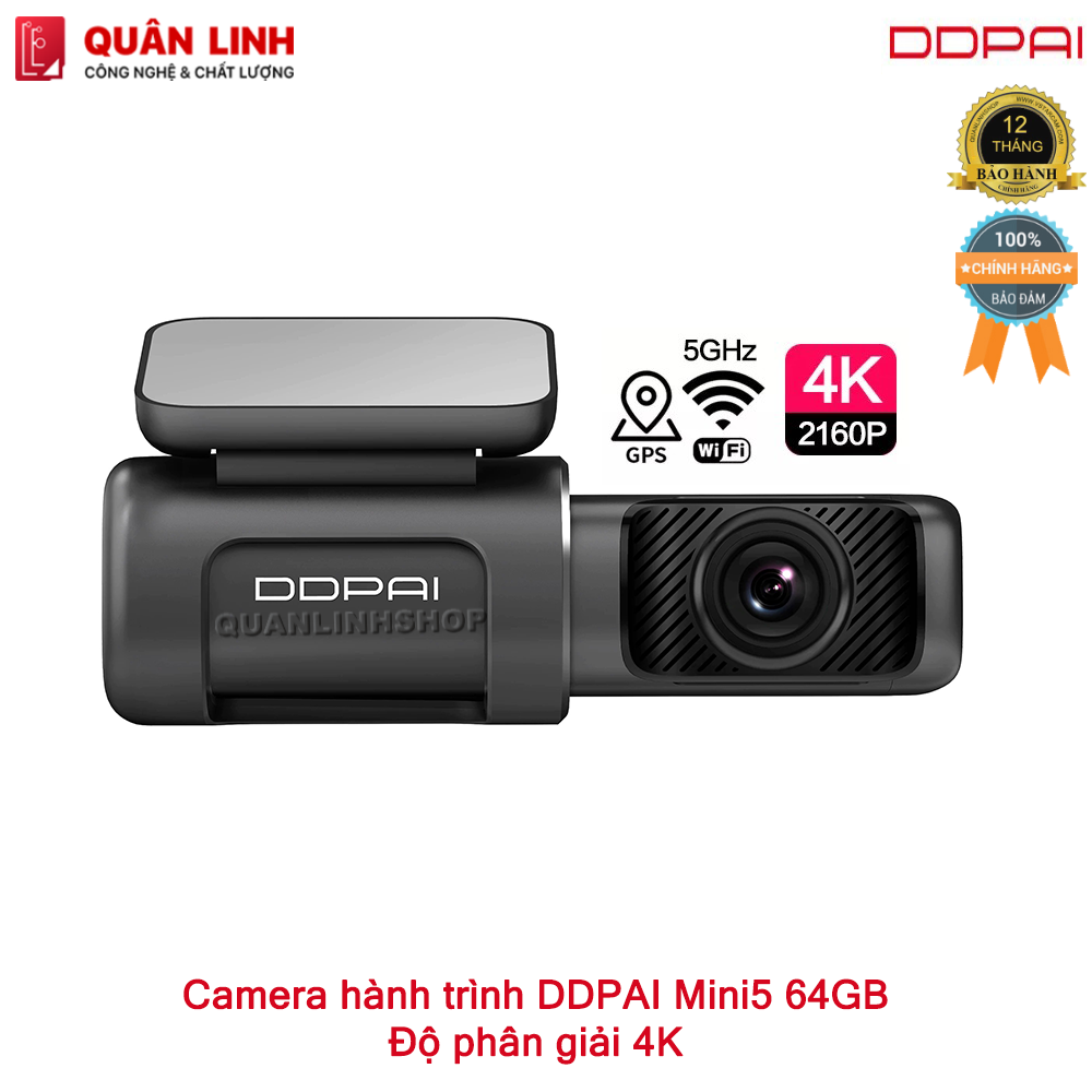 Camera hành trình DDPAI Mini5, độ phân giải 4K, tích hợp GPS