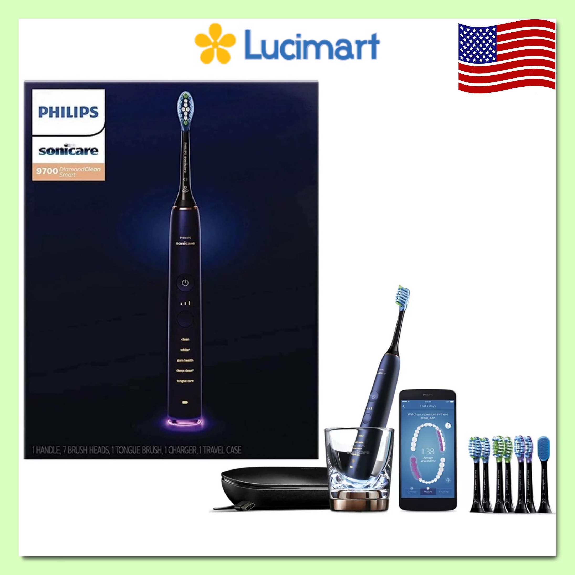 Bàn chải điện Philips Sonicare 9700 DiamondClean Smart [Hàng Mỹ]