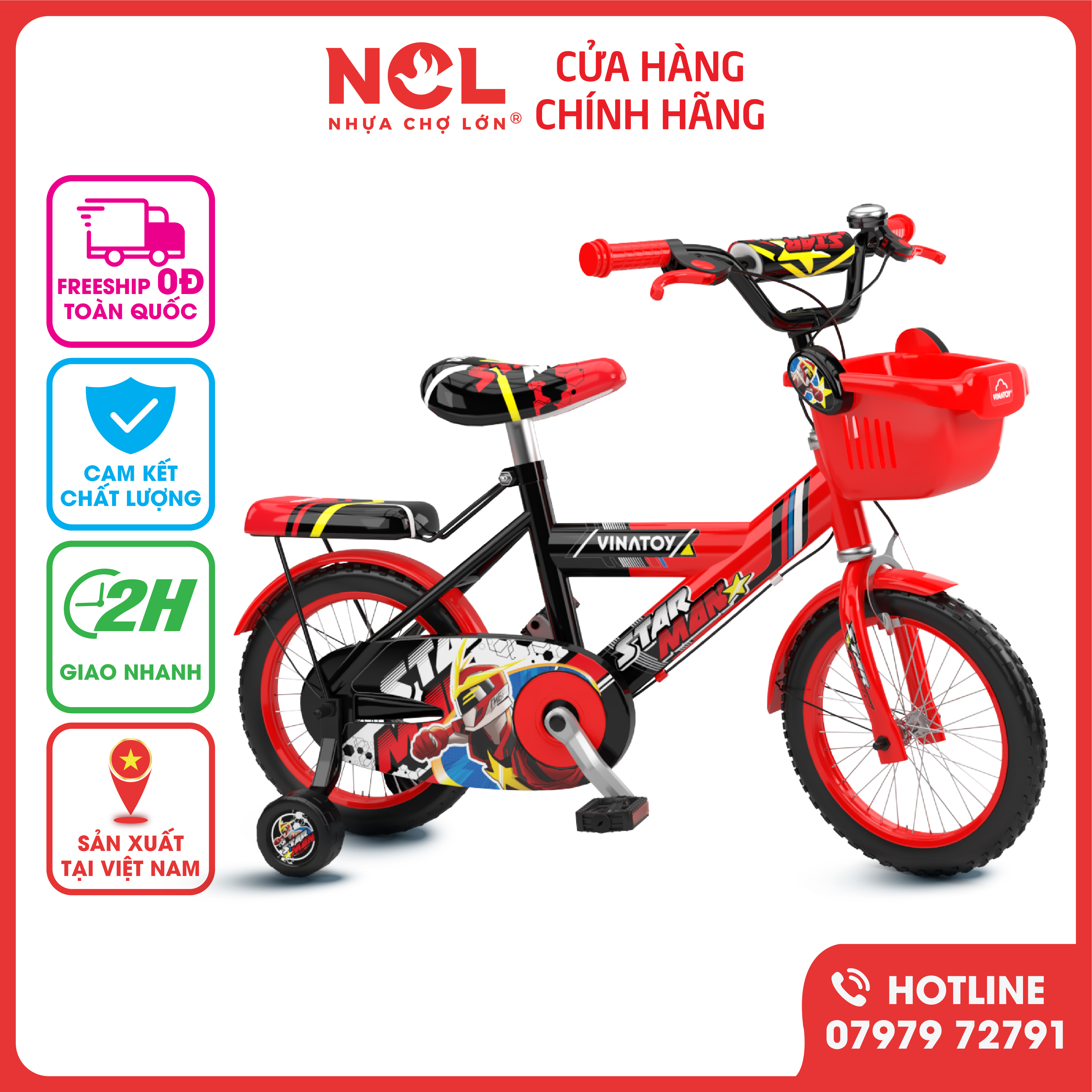 Xe Đạp Trẻ Em Nhựa Chợ Lớn 16 inch Dành Cho Bé Trai Từ 5 - 7 Tuổi