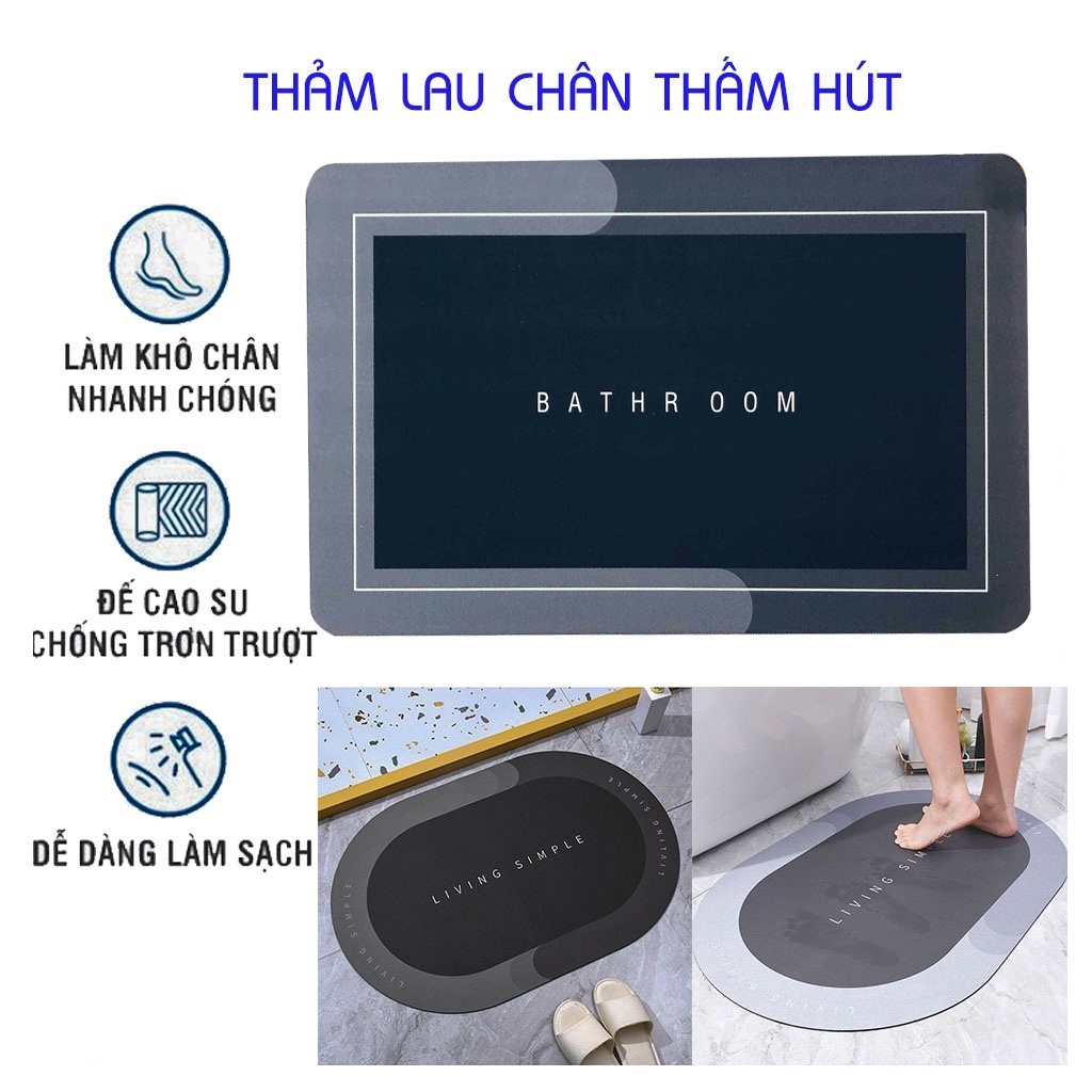 Thảm Chùi Chân Nhà Tắm Silicon , Thảm Lau Chân Siêu Mềm, Siêu Dày, Siêu Thấm Nước Chất Liệu Chống Trượt, Combo 2 thảm trải sàn nhà bếp ( 120x40 cm và 60x40 cm), Thảm trải sàn, Thảm chống thấm nhà bếp, chống trơn, họa tiết