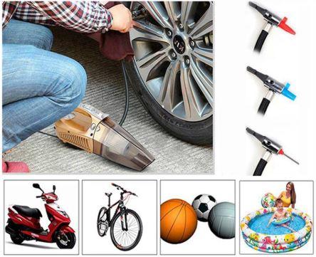 Máy Hút Bụi Ô Tô Cầm Tay, Máy Bơm Lốp Kiêm Hút Bụi 4 Trong 1 Cho Ô Tô Đa Chức Năng (Hút bụi, bơm ô tô, đo áp suất lốp, có đèn led)