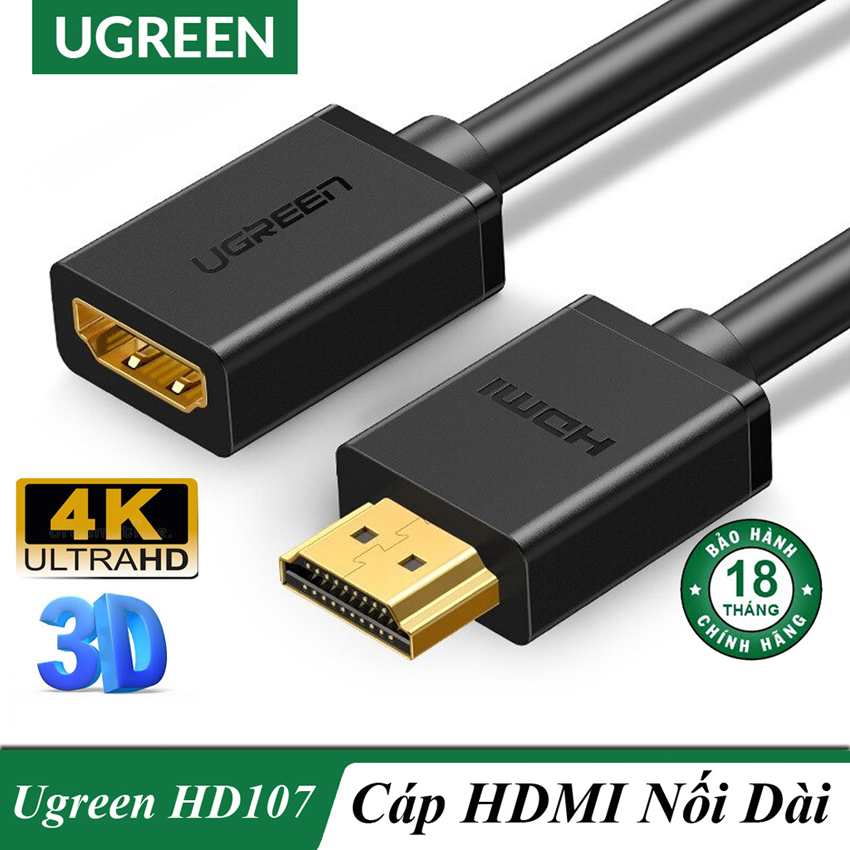 Cáp hdmi nối dài hỗ trợ 4k 2k chính hãng ugreen hd107