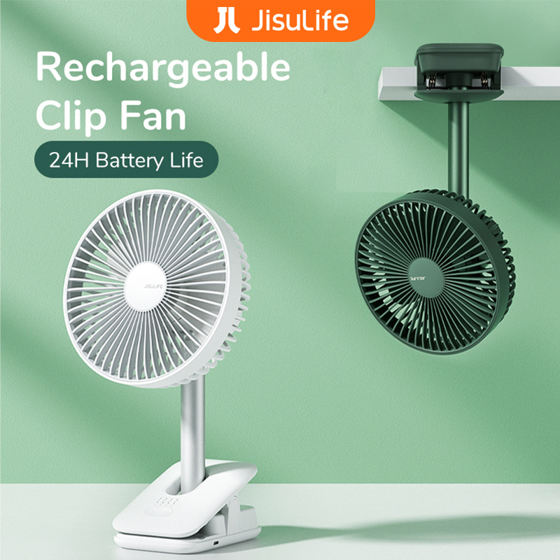 JISULIFE Quạt Để Bàn Quạt Xe Đẩy Để Bàn Không Tiếng Ồn Kẹp Đầu Lắc Dễ Sạc Pin 8000 MAh Cho Sinh Viên Văn Phòng Làm Mát Gia Đình
