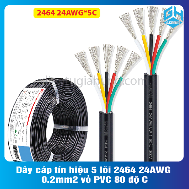 Dây cáp tín hiệu 5 lõi 2464 24AWG 0.2mm2 vỏ PVC 80 độ C