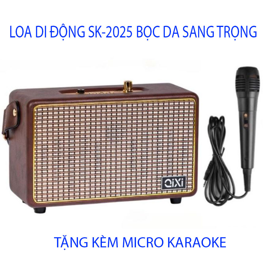 (CHẤT LƯỢNG) LOA SUB HÀNG BÃI MỸ LOA KẸO KÉO Loa kéo nhỏ gọn công suất lớn Loa karaoke mini hay nhat hiện nay - Bán Loa kéo Di Động Hát karaoke Qixi SK-2025 Công suất lớn tặng 1 mic karaoke Vỏ Gỗ Rất Sang Trọng