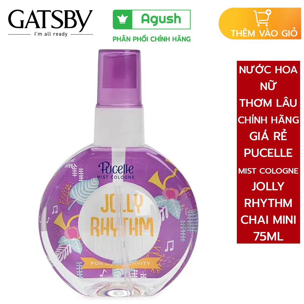 Nước hoa nữ cho học sinh em bé gái thơm lâu chính hãng Pucelle Mist Cologne Jolly Rhythm màu tím mùi ngọt nhẹ nhàng không nồng combo chai mini 75ml nhỏ gọn bỏ túi dạng xịt body toàn thân đi học lưu hương giữ mùi lâu giá rẻ