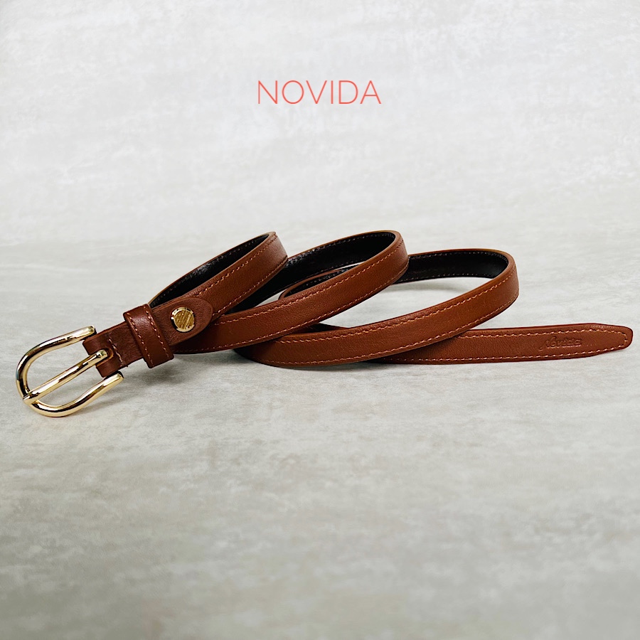 Thắt lưng nữ da bò 100%, dây nịt da thật cao cấp novida vv