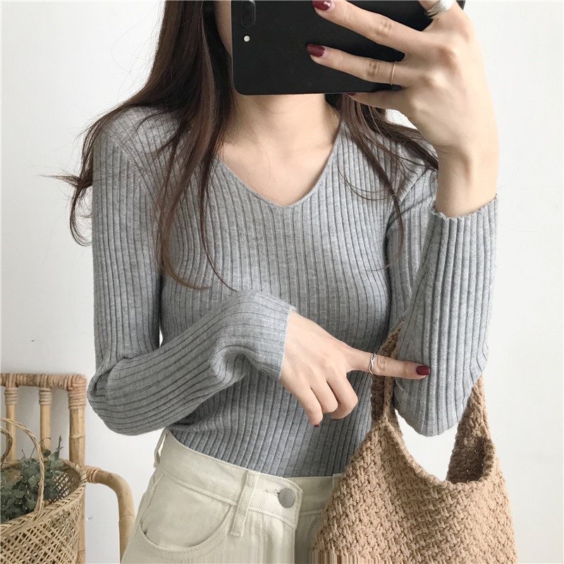 Áo len đũa cổ tim - hàng mới nhiều màu
