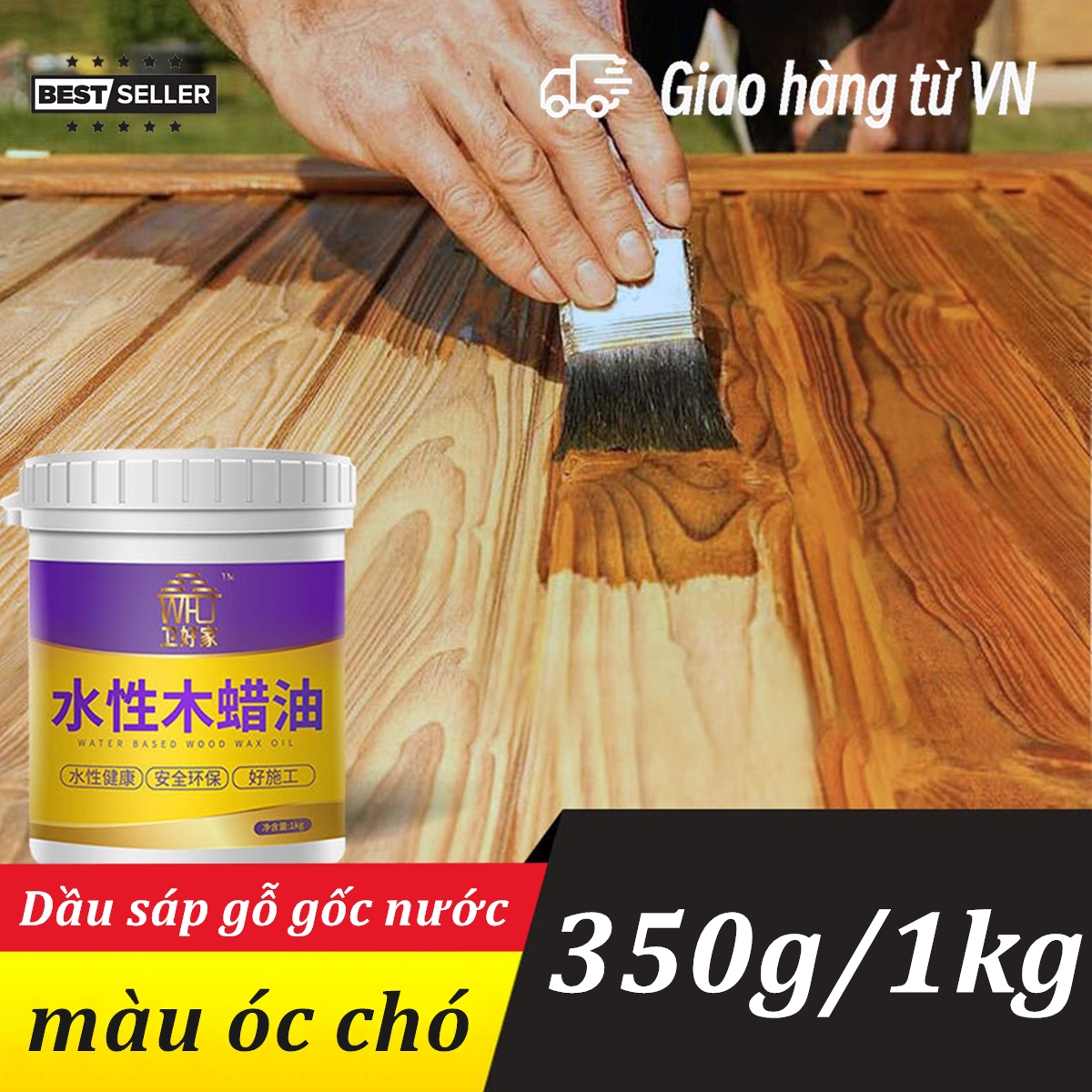 Sơn bóng cánh gián, sơn màu gỗ như mới chỉ cần dùng cọ, rất đẹp và dễ sơn, Bàn chải, băng keo, giấy nhám miễn phí