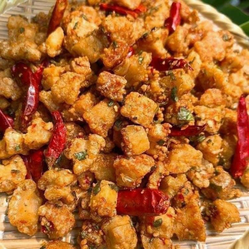 Tóp mỡ mắm tỏi, tóp mỡ liền da chiên mắm 250gr, đồ ăn vặt cậu út food