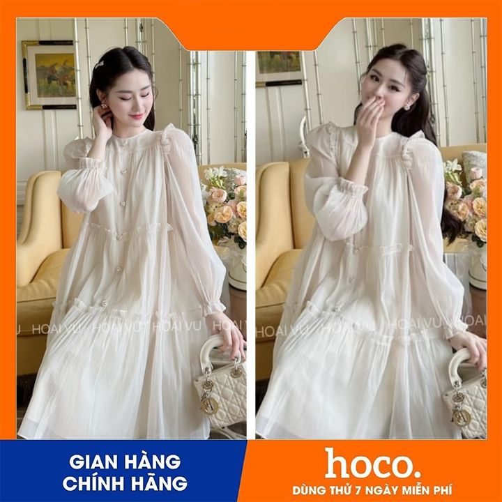 Váy bầu thu đông - đầm bầu thời trang kẻ dài tay bèo vai đuôi cá