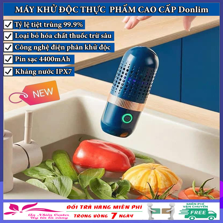 [HÀNG CHUẨN DONLIM] Máy khử độc thực phẩm DonLim, máy rửa thực phẩm khử độc khử trùng đa năng bằng công nghệ điện phân nước, máy khử trùng hoa quả không dây Pin sạc 4400mAh, máy sục ozone rửa thực phẩm, máy ion khử khuẩn