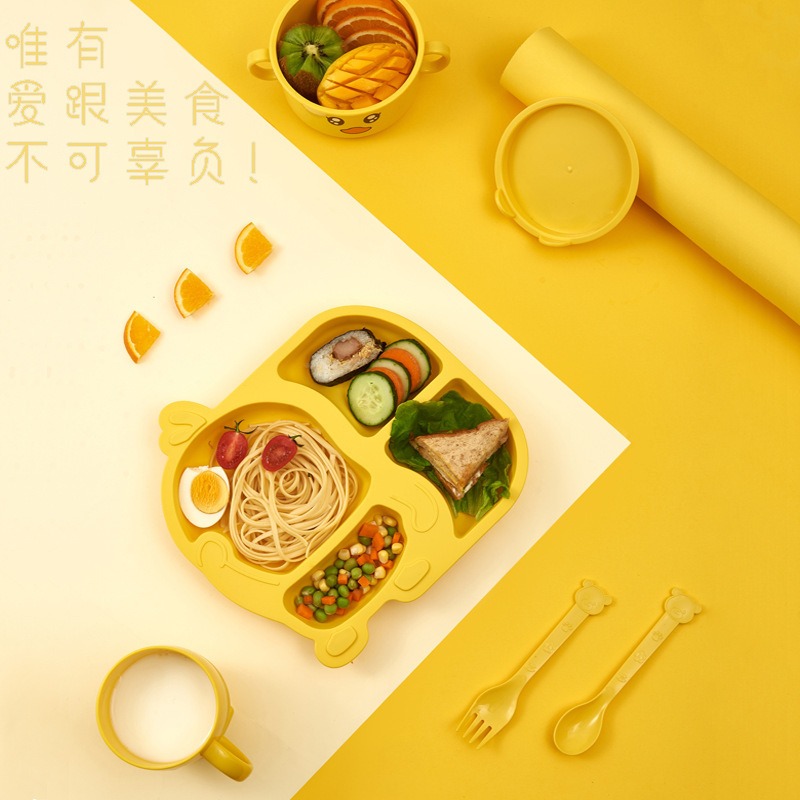 Bộ khay ăn dặm cho bé lúa mạch cao cấp hình con gà